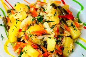 Pollastre amb verdures i herbes