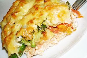 มันฝรั่งอบกับไก่สับ