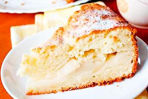 A piece of charlotte with sour milk