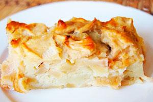 A piece of charlotte in milk