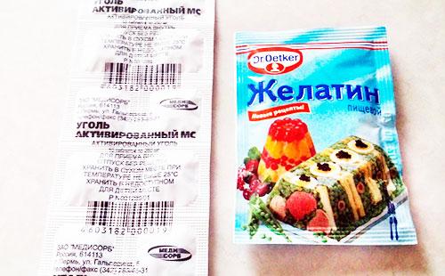 Charbon actif et gélatine