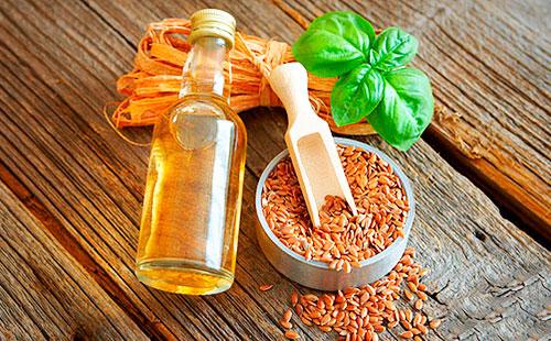 Huile de lin sur la table