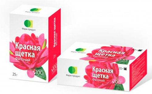 Té de hierbas de un pincel rojo