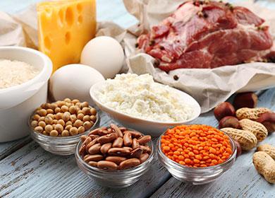 Viande, oeufs, noix, haricots