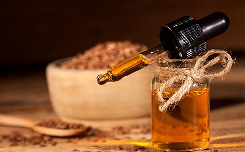 Bouteille d'huile de lin