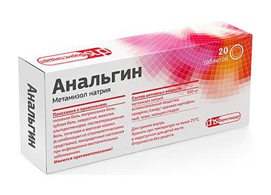 Analgésico de veinte pastillas