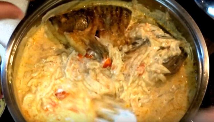 Vi lå i sauce stykker af crucian karper.