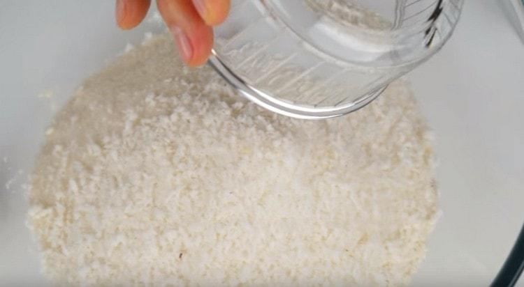 Tilsæt sukker, kokosnød.