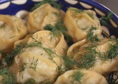 The most delicious recipe: manti with meat.