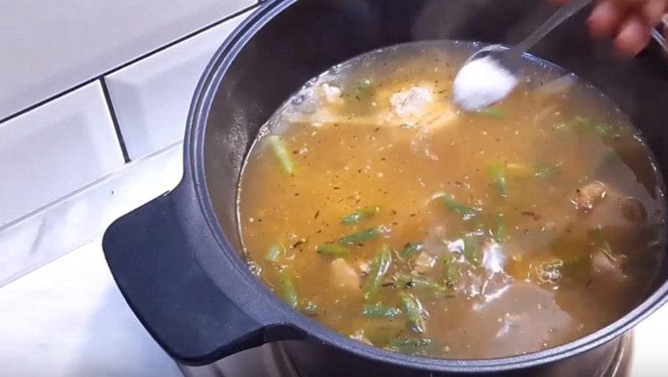 At the end of cooking, salt the first dish.