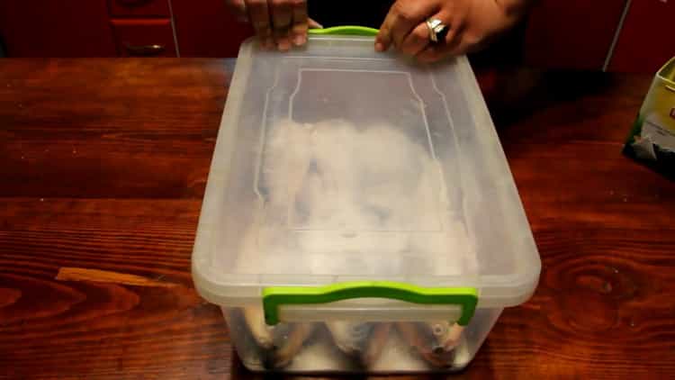 Para cocinar pescado seco, espolvoree sal con pescado.