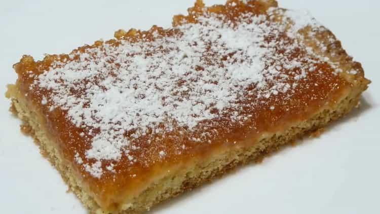 A delicious jam cake is ready.