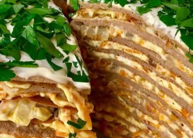 Gâteau au foie de boeuf selon une recette étape par étape avec photo