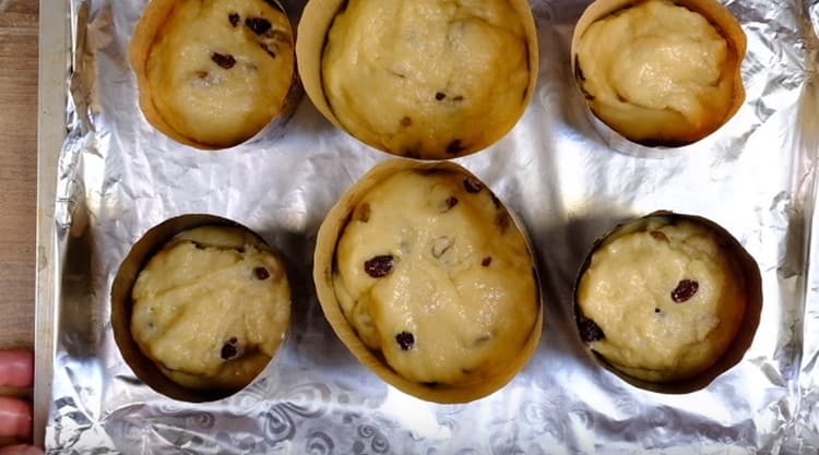 distribuujeme těsto do forem.