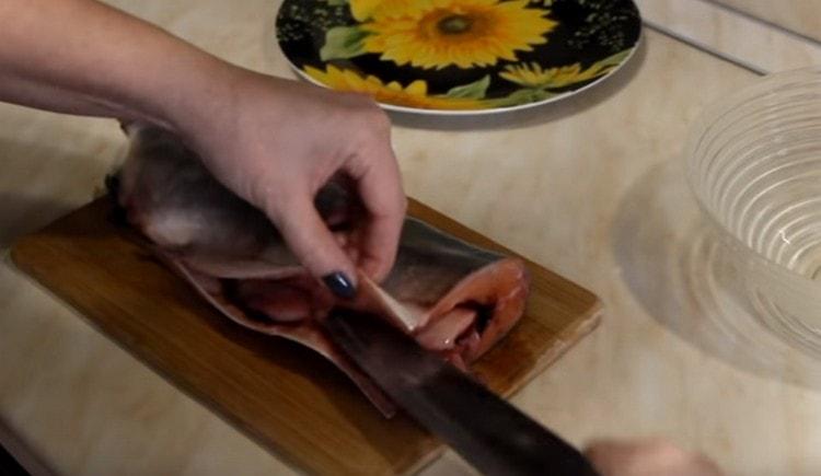 Vi släppte fisken, skar bort fenorna.