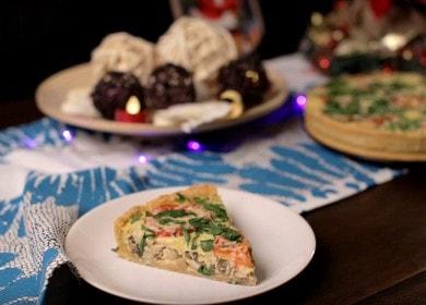 Quiche com frango e cogumelos - receita de bolo francês aberto
