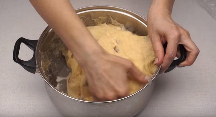 Nós esfarelar a massa crescente.