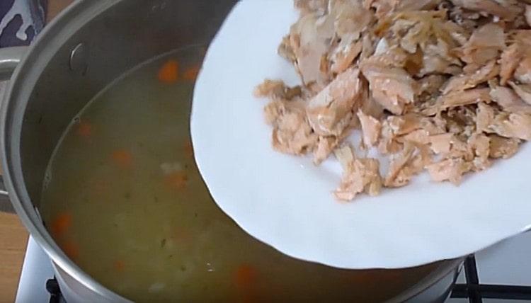 Fast am Ende fügen wir Fischstücke hinzu.