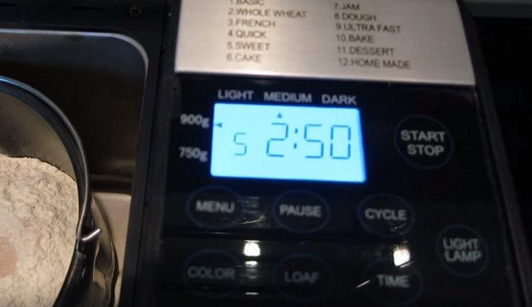 Nastavte režim Sweet Bread.