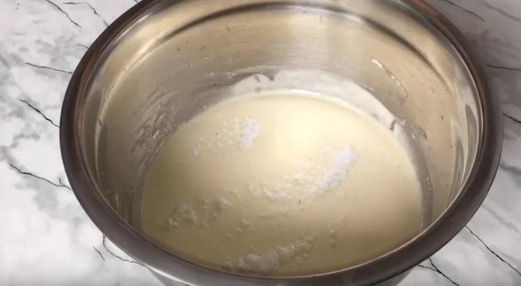 Then add salt to the dough.