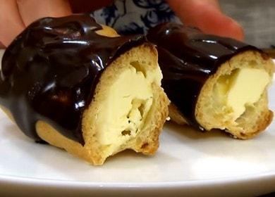 Matlagning läckra eclairs: ett klassiskt recept med ph och video.