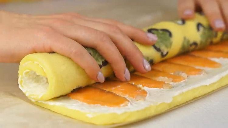 Um roten Fisch zum Rollen zu bringen, rollen Sie