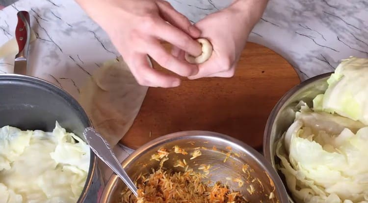 Vi danner kålruller.