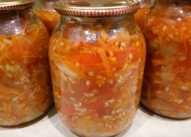 Gătim lecho cu orez pentru iarnă conform unei rețete pas cu pas cu o fotografie.