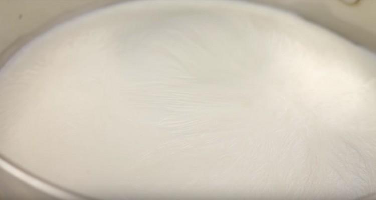 Porter le lait à ébullition et faire un petit feu en dessous.