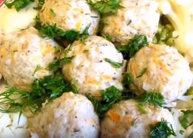 Dieta Goovoim e almôndegas deliciosas para uma receita passo a passo com uma foto.