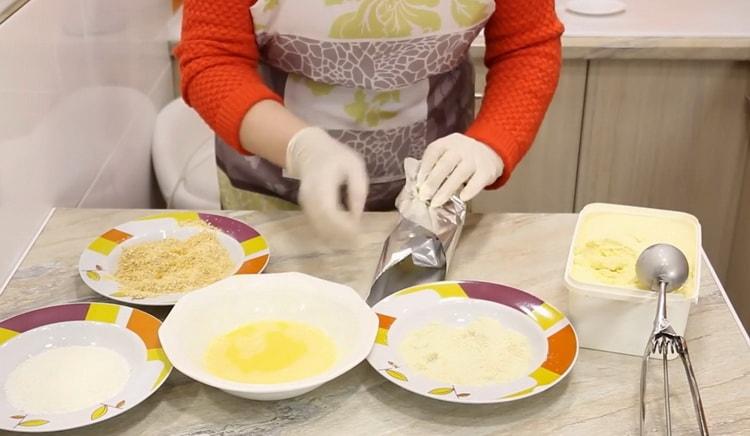 Para preparar helado frito.