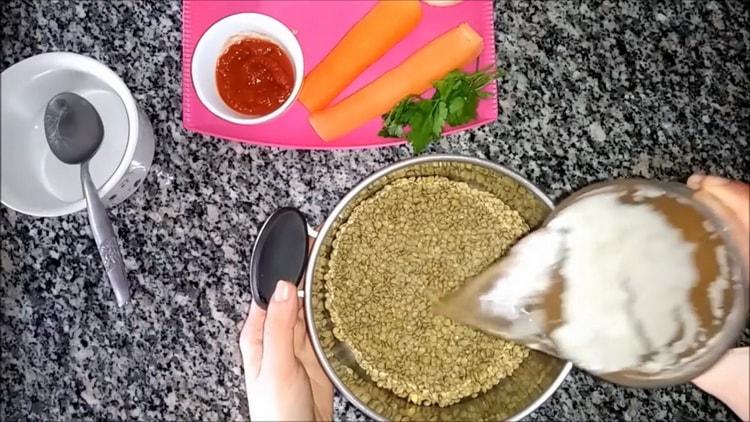 Pentru a pregăti lintea, pregătiți ingredientele