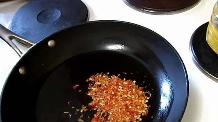 Heat the pan to cook