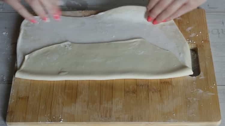 Roll up the dough to make udon noodles