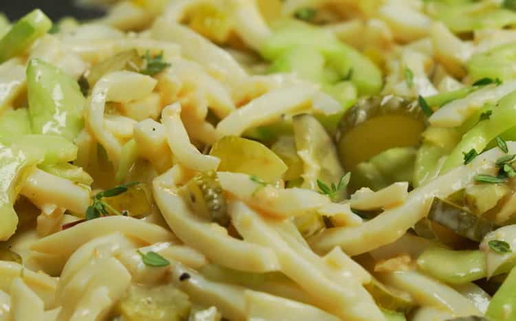 Salata cu calmar si castravete conform retetei pas cu pas cu fotografie