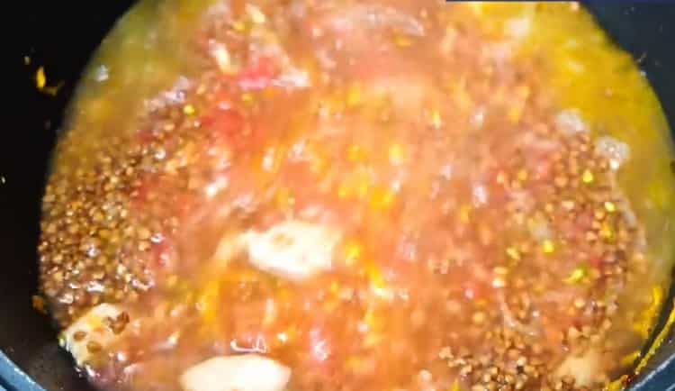 Blanda ingredienserna för att göra bovete