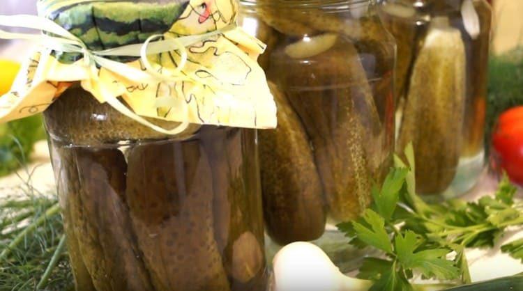 Aquests cogombres adobats són conservats perfectament.