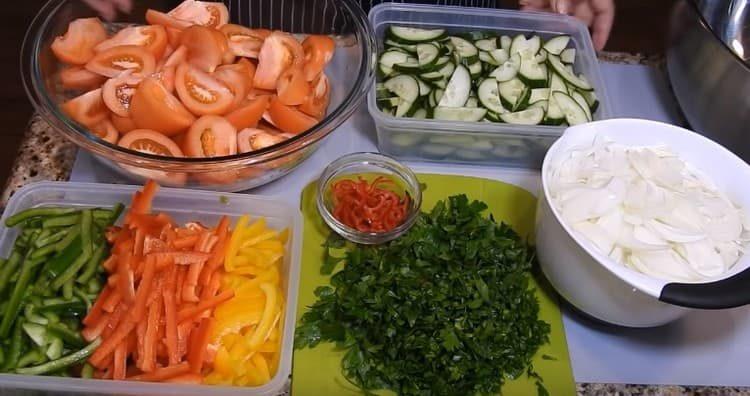 Corte todos os legumes.