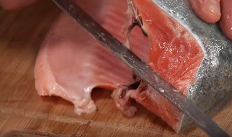 Carefully cut the fillet from the ridge.