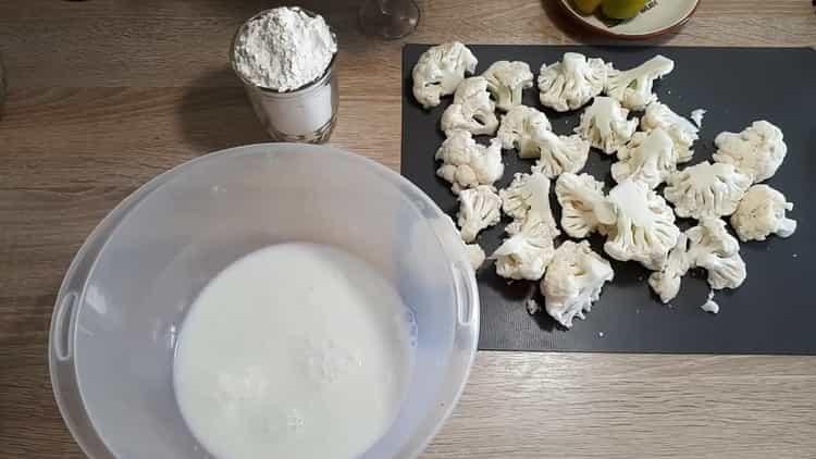 Masa de coliflor según una receta paso a paso con foto