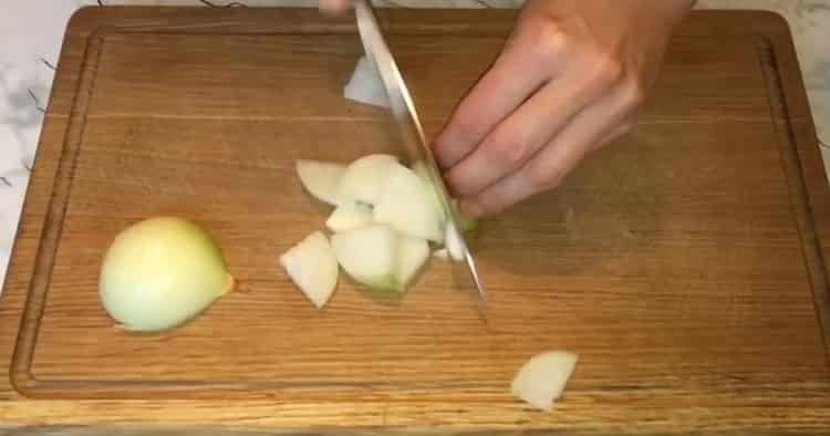 To cook, chop onion