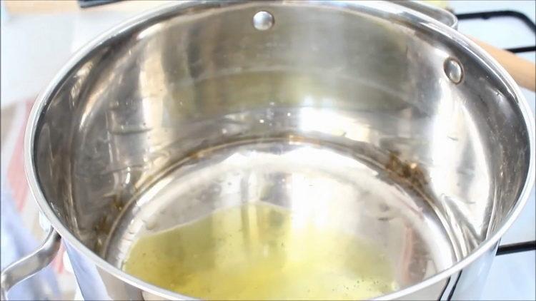 Heat the pan to cook