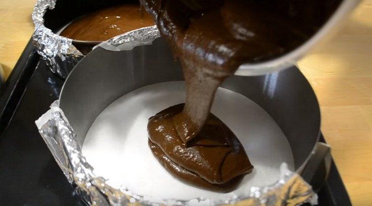 turnați aluatul în două forme.