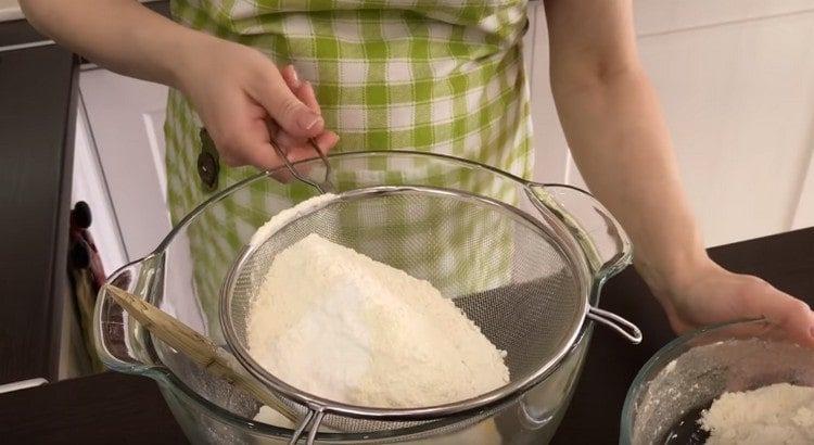 Sift half the necessary flour.