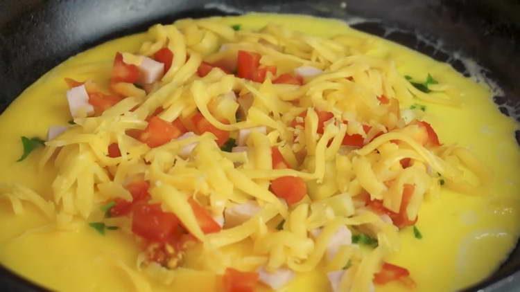 verser l'huile dans la poêle, verser l'oeuf