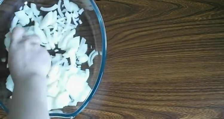 poner la cebolla en una fuente para horno