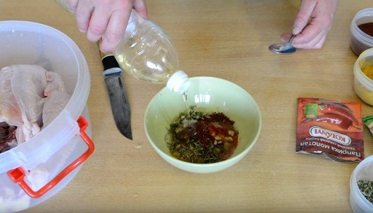 Gătirea marinată de pui.