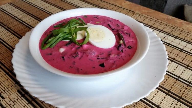 Borsch frío lituano según una receta paso a paso con foto