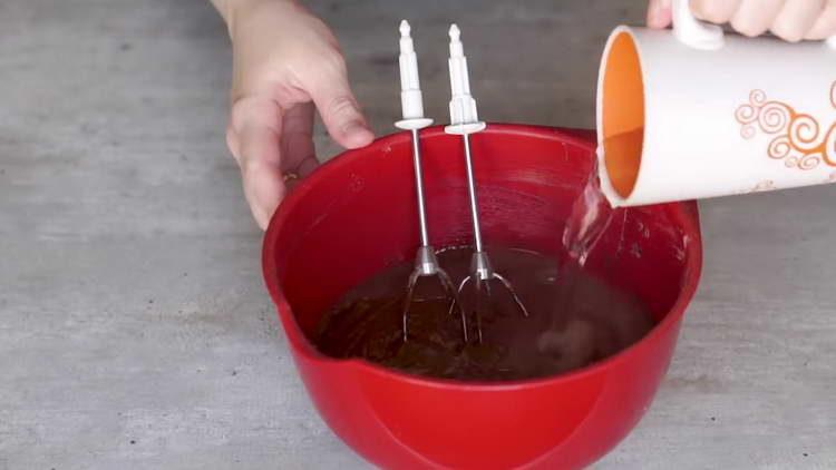 pour boiling water into a bowl